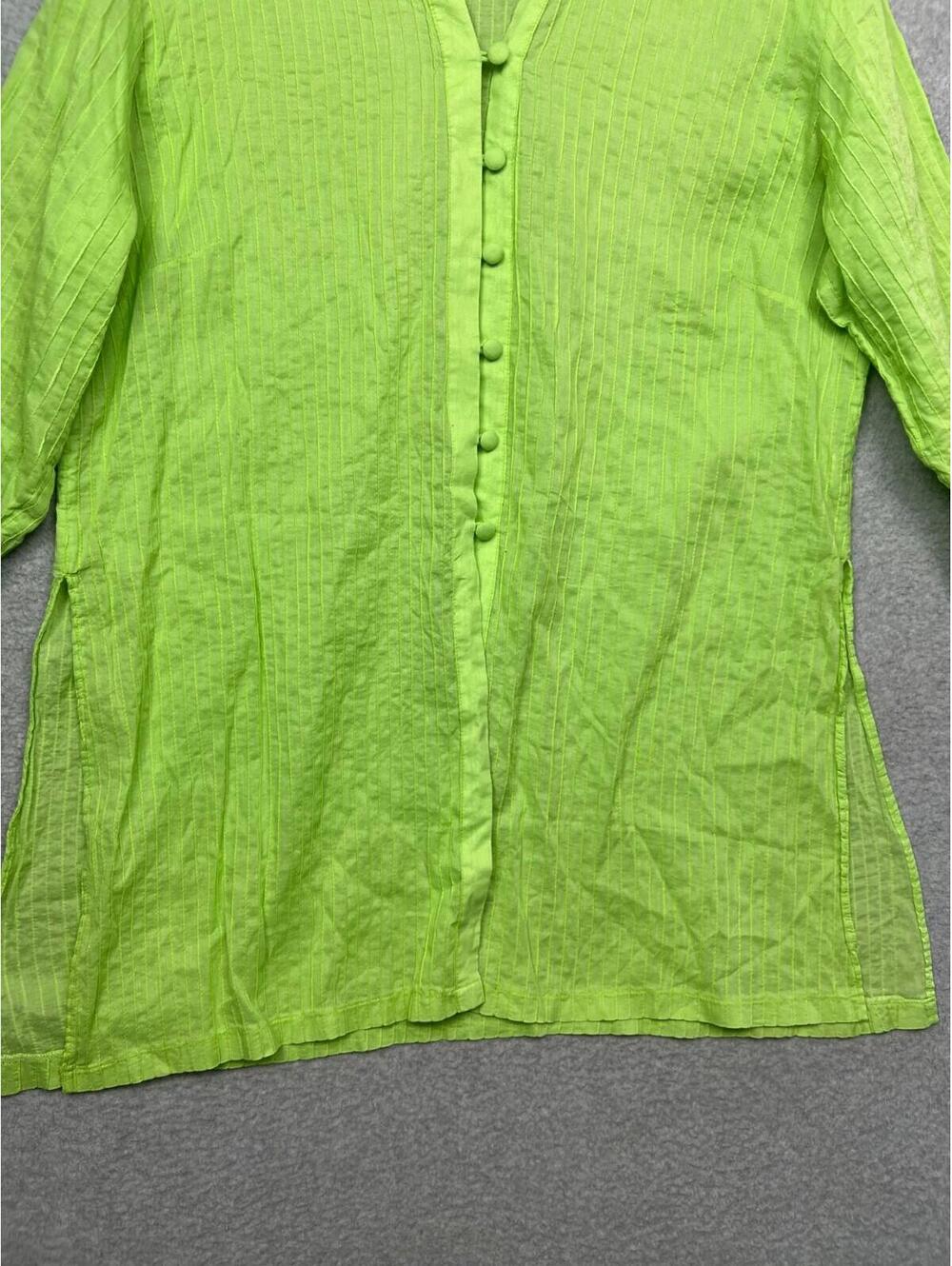 Charlotte Kellogg Women's Sheer Tunic Blouse Plus 2X Lime Green Cotton Beach - Picture 4 of 11